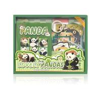 SAVOSWEET Scrapbook Kit, Panda Scrapbooking Kit Débutant, Bullet Journal Accessoire DIY avec Carnet A6, Ruban Adhésif Washi, Autocollants, Papier Décoratif, Bloc Notes, Cartes