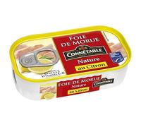 Savoureux Foie de Morue Nature au Citron - 121 g - Conserve de Poisson Premium par Connetable - Le Lot De 4