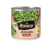 Savourez des petits pois extra fins authentiques du terroir français - D'AUCY, boîte de 280g sans conservateur ni arôme ajouté - Lot de 4