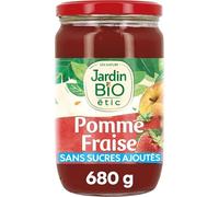 Savourez la douceur naturelle du dessert pomme fraise bio en bocal verre 680g JARDIN BIO ETIC- Lot De 3