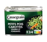Savourez la tradition avec les petits pois et carottes en conserve CASSEGRAIN 465g, prêts à l’emploi- Lot De 4