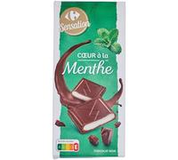 Savourez l'alliance parfaite du chocolat noir et de la menthe poivrée - CARREFOUR SENSATION Tablette Chocolat Noir Coeur Menthe 150g - Lot de 6