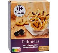 Savourez l'apéritif authentique sans effort avec CARREFOUR EXTRA Biscuits palmiers olives noires pur beurre, format 100g - Lot de 4