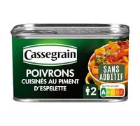 Savourez l'authenticité du Sud-Ouest avec CASSEGRAIN Poivrons cuisinés au piment d'Espelette, recette sans additif, boîte de 375g - Lot de 3