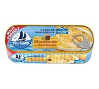 Savourez le filet de maquereaux à la moutarde sans arômes ajoutés PETIT NAVIRE, conserve pratique 225 g- Lot De 3