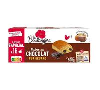 Savourez les authentiques pains au chocolat LA BOULANGERE, 800g de viennoiseries gourmandes pour un petit-déjeuner parfait- Lot De 3