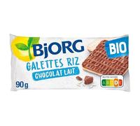 Savourez les fines galettes de riz au chocolat au lait bio et sans gluten BJJORG., snack sain et gourmand 90g- Lot De 3