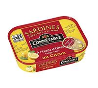 Savourez les sardines CONNETABLE à l'huile d'olive vierge extra et citron, saveur méditerranéenne 135g- Lot De 4