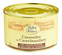Savourez un cassoulet généreux et pratique sans lengthy préparation avec REFLETS DE FRANCE Cassoulet au porc et saucisses de Toulouse, format familial 1,58Kg - Lot de 2