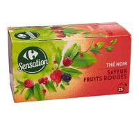 Savourez un moment gourmand avec CARREFOUR SENSATION Thé Noir Saveur Fruits Rouges, format Box X25 sachets pour une pause réconfortante - Lot de 4