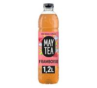 Savourez un rafraîchissement gourmand authentique avec MAY TEA Thé Glacé Framboise, infusion de thé blanc sans édulcorants, 1,2 L - Lot de 4