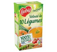Savourez un repas sain et naturel avec le Velouté 10 Légumes LIEBIG, format brique familiale de 1L - Lot de 4