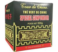 Savourez un thé vert authentique pour vos instants détente avec TOUR DE CHINE Thé Vert de Chine spécial Gunpowder, feuilles roulées en bille, format familial 500g - Lot de 3