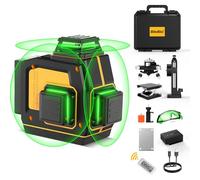 SAVSEC Niveau Laser Chantier Autonivelant 3x360°(jusqu'à 37 h), Niveau Laser Professionnel 3D 12 Fils, Lazer Niveaux 360 Autonivelant, Luminosité Réglable, Télécommande, Batterie Rechargeable