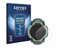 savvies 3 Pièces Protection Écran Verre pour Garmin Instinct 3 AMOLED (45 mm) 9H Film Protecteur, Film en Verre, Transparent, Anti-Fingerprint