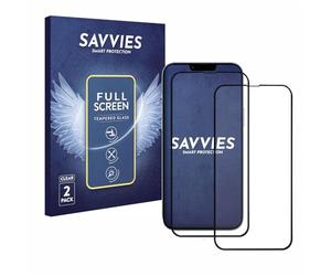 savvies Verre Trempé Complet compatible avec Apple iPhone 13 Pro Max / 14 Plus (2 Pièces) Couverture Complète Protection Écran Dureté 9H - Full Cover Noir
