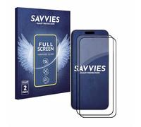 savvies Verre Trempé Complet pour Apple iPhone 16 Pro (2 Pièces) Couverture Complète Protection Écran Dureté 9H - Full Screen Noir