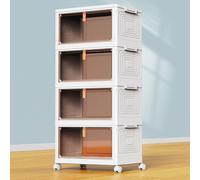 SavvyStor Boîtes de rangement avec couvercle - Tiroirs de rangement en plastique à 4 niveaux, boîtes empilables pour chambre à coucher, salon