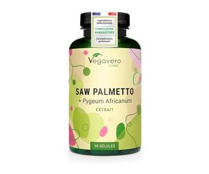 Saw Palmetto 10000 mg | Avec Pygeum Africanum | Extraits Fortement Dosé | 45% Acides Gras & 10% Stérols | Prostate & Confort Urinaire Homme | VEGAN & Sans Additifs | 90 Gélules | Vegavero®