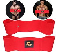 SAWANS Banc de Presse résistance pour développé de Musculation Sangles de evantamiento de pesas Support de coude élastique Powerlifting Deadlifting Exercice Ceintures de Poids (Rouge, L)