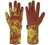 SAWANS Gants de Jardinage Dames Hommes/Femmes Cuir Microfibre Avant-Bras Long Durable Respirant Résistant aux Épines Jardinier Travail de Sécurité Manches en Spandex Cadeau (Brun Long, L)