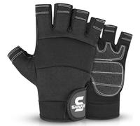 SAWANS Gants de Travail sans Doigts pour Hommes, Gants de Travail Robustes à Demi-Doigts, Gants de sécurité antidérapants pour mécanicien, pour Le Travail, la Formation en entrepôt (Noire, XL)