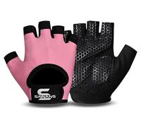 SAWANS Gants d'haltérophilie pour homme et femme - Antidérapants et respirants - Rembourrés en silicone - Protection de la paume - Pour exercice, fitness, tractions, cyclisme (rose, S)