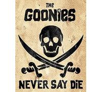 Sawfish® Goonies Never Say Die Plaque murale rétro vintage en étain 20 x 15 cm - Idéal pour pub, abri de jardin, bar, bureau, grotte, maison, chambre, salle à manger, cuisine
