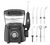 Sawgmore Jet Dentaire Hydropulseur, Hydropulseur Dentaire Professionnel avec 8 Busettes Multifonctionnelles, 10 réglages de pression d'eau, 600ML Irrigateur Dentaire Pour Les soins Familiaux Noir