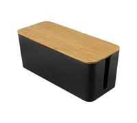 Sawhamale Boîte de rangement de câbles avec couvercle en bois, grande boîte de rangement en plastique pour cordon électrique, cache multiprises, fils, dissipation de la chaleur, antidérapant Ba(B)