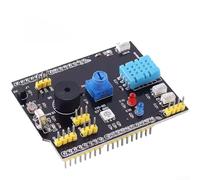 Sawhamale Carte d'extension multifonction 9 en 1 avec capteurs d'humidité et de température LM35, module Plug-and-Play avec buzzer et ports I2C pour projets de bricolage Arduino, bleu