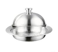 Sawhamale Ensemble de cuiseur vapeur en acier inoxydable avec couvercle en verre, panier vapeur empilable 304 pour légumes, boulettes, petits pains, base triple épaisseur pour plaque à gaz à induction