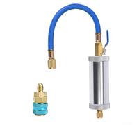 Sawhamale Injecteur d'huile CA automobile en alliage d'aluminium avec manomètre pour système de climatisation R134a Outil de recharge rapide Bleu rouge jaune (OF003 + QC12L)