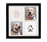 Sawhamale Kit d'empreintes de pattes d'encre et d'argile avec tampon encreur Clean-Touch et argile malléable douce pour chien et chat, comprend un cadre photo en bois pour capturer et afficher O