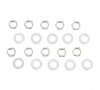 Sawhamale Lot de 10 écrous et rondelles de potentiomètre M7 M8 en métal pour guitare basse électrique, pots de guitare LP Argenté doré (8 mm Argent)