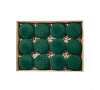 Sawhamale Lot de 12 décorations de Noël en velours floqué pour arbres, portes et murs - 8,9 cm - Rouge, vert, bleu (vert)