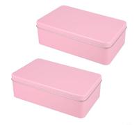 Sawhamale Lot de 2 boîtes de rangement rectangulaires en métal avec couvercle pour bonbons, bijoux, fournitures de bureau, organisateur de voyage, argent, 18 x 11 x 5,5 cm (rose)