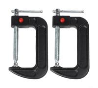 Sawhamale Lot de 2 colliers de serrage en C de 10,2 cm pour travaux du bois et projets de bricolage - Cadre en fonte malléable robuste avec bouton de dégagement rapide, broche chromée et coussinet