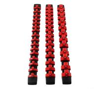 Sawhamale Lot de 3 rails de rangement de douilles de 35,6 cm en ABS avec roulements à billes à ressort pour douilles d'entraînement 1/4, 3/8, 1/2, bleu (rouge)