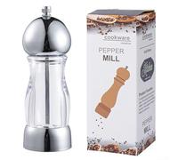 Sawhamale Moulin à poivre manuel avec grossièreté réglable pour grains de poivre noir et du Sichuan Corps en acrylique transparent Haute dureté Outil de cuisine Doré (argenté)