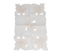 Sawhamale Napperon en coton vintage brodé en dentelle - Lavable - Résistant aux taches - Motif creux - Pour mariage, fête, anniversaire, dîner de famille et maison - Blanc - 42 x 29 cm