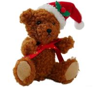 Sawhamale Ours en peluche de Noël à suspendre pour arbre et décoration de bureau, joli pendentif en poupée douce, décoration saisonnière pour les vacances, blanc, marron, marron clair (E)