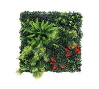 Sawhamale Panneau mural vert artificiel - 50 x 50 cm - Tapis de haie en plastique pour décoration d'intérieur, salon, café et hôtel - Affichage floral (E)