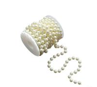 Sawhamale Perles synthétiques blanches de 5 m et 10 m - Guirlandes en plastique sur cordon en coton pour fête de mariage, sapin de Noël, décoration d'intérieur, loisirs créatifs, décorations (blanc, 8