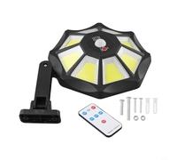Sawhamale Projecteur solaire grand angle 360° avec détecteur de mouvement et télécommande - IP66 - Lampe de travail d'extérieur résistante aux intempéries pour jardin, parking, rue (20 × 33,5 cm, 168