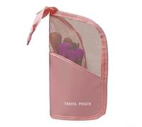 Sawhamale Trousse de maquillage de voyage multifonction avec séparateurs réglables, organiseur de maquillage portable en nylon pour articles de toilette et crayons à sourcils, pochette de rangement