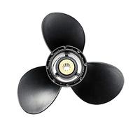 SAWILI Hélice Hors-Bord 58100-93723-019, for Suzuki, 8-20Hp 9 1/4 X 9 en Alliage d'aluminium 3 Lames Noires 10 Dents cannelées Rotation R Pales d'hélices Marines