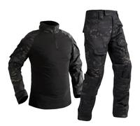 Sawmew Ensemble Camouflage Airsoft Homme, Chemise de Combat Paintball, Pantalon Tactique à Manches Longues avec Fermeture Éclair 1/4, Tenue Militaire de Chasse Camouflage pour l'Extérieur
