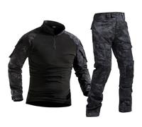 Sawmew Ensemble Camouflage Airsoft Homme, Chemise de Combat Paintball, Pantalon Tactique à Manches Longues avec Fermeture Éclair 1/4, Tenue Militaire de Chasse Camouflage pour l'Extérieur