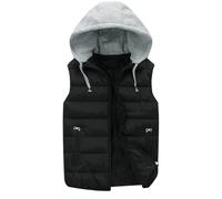 Sawmew Gilet Court à Capuche pour Femme, Automne-Hiver, Matelassé, Chaud, en Duvet, Mi-Saison, Fermeture Éclair, à Capuche, pour l'Extérieur, sans Manches